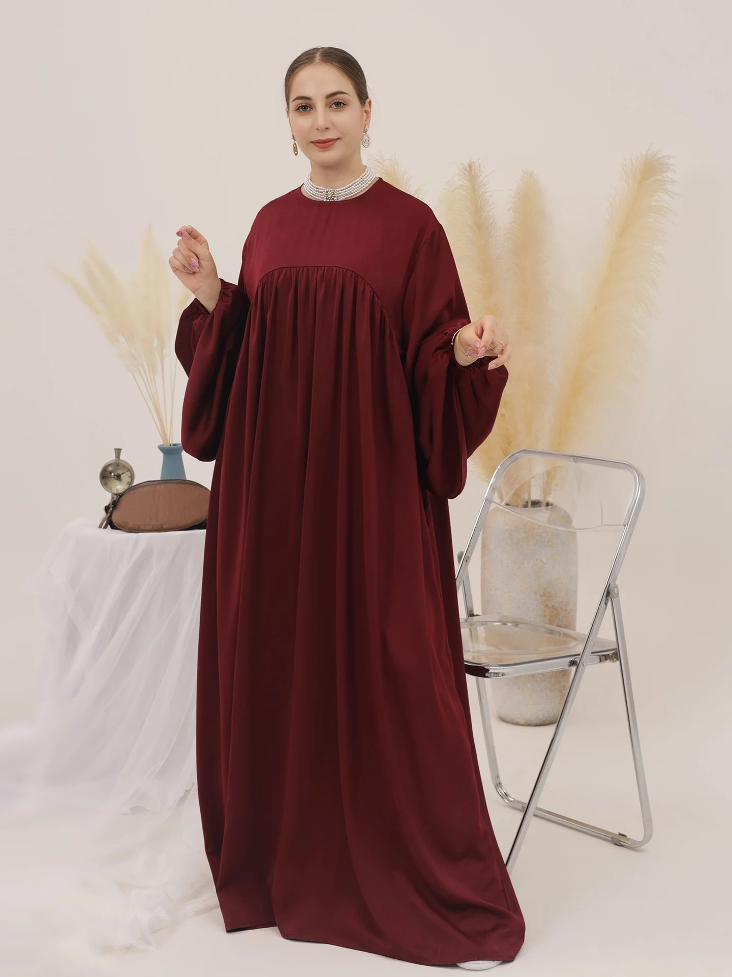 Eid Abaya Dress for Women Solid Maxi Prayer Dresses Woman Party Abayas Ramadan Saudi Arabic Dubai Robe Caftan Vestido Kaftan