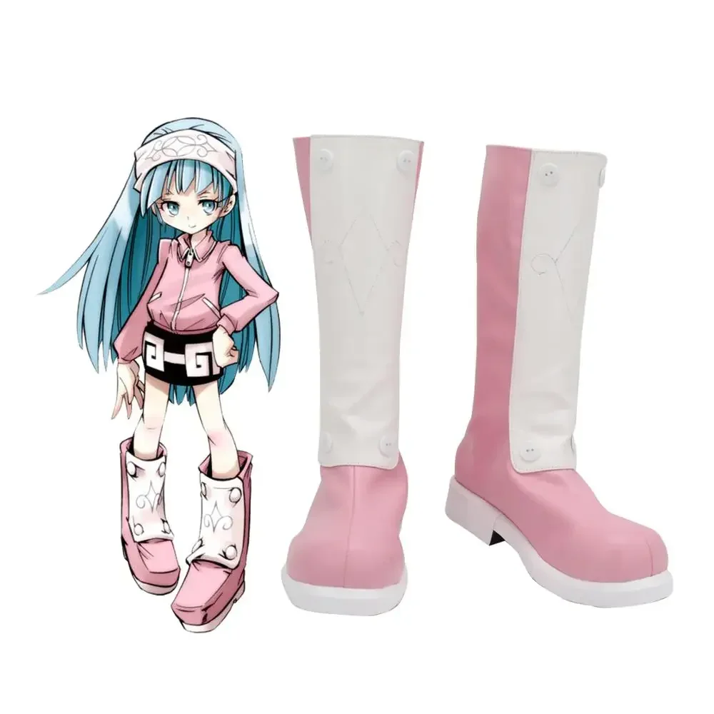 Shaman King Pirica Usui Cosplay Boots Pink Shoes Custom Made All Sizes