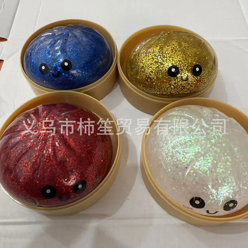 Neuer Glitzer-Dumpling, Glitzer-Dumpling Squishy mit Box, Dumplings Sensorisches Quetschspielzeug zur Stresslinderung S