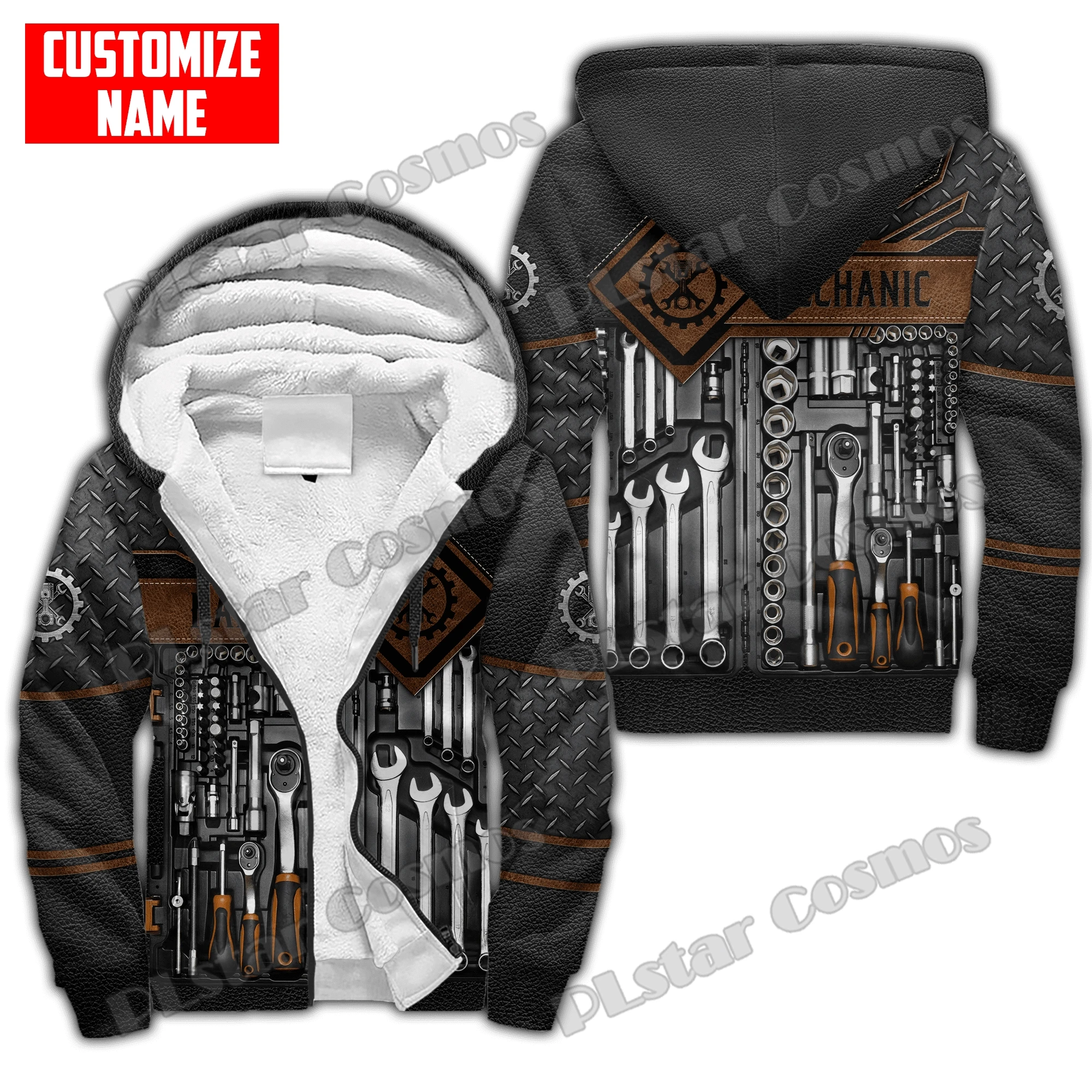 Imagem -04 - Hoodies com Zíper de lã para Homens e Mulheres Jaqueta Double Plus Velvet Impresso em 3d Crânio Mecânico Automático Nome Personalizado Quente Inverno Jr01