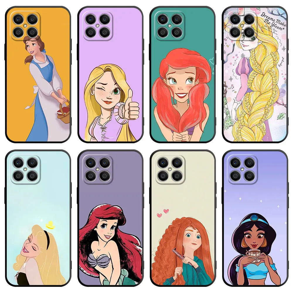 Case For Huawei Honor X8 X8a X9a 8X 90 Lite X7 70 50 P30 Pro P40 P Smart Z P20 Nove 9 SE TPU Phone Cover Disney Princess Cartoon