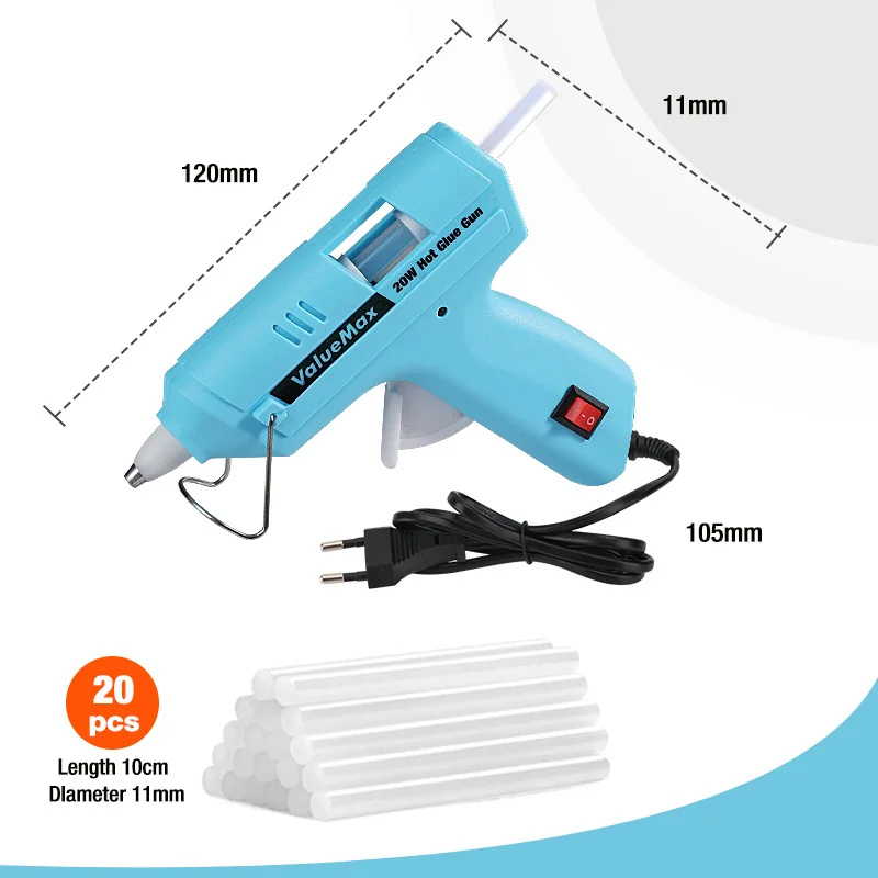 ValueMax 20W Hot Melt Glue Gun for Home DIY Quick Repair Mini Glue Gun Tool With 20 PCS 7MM Glue Sticks