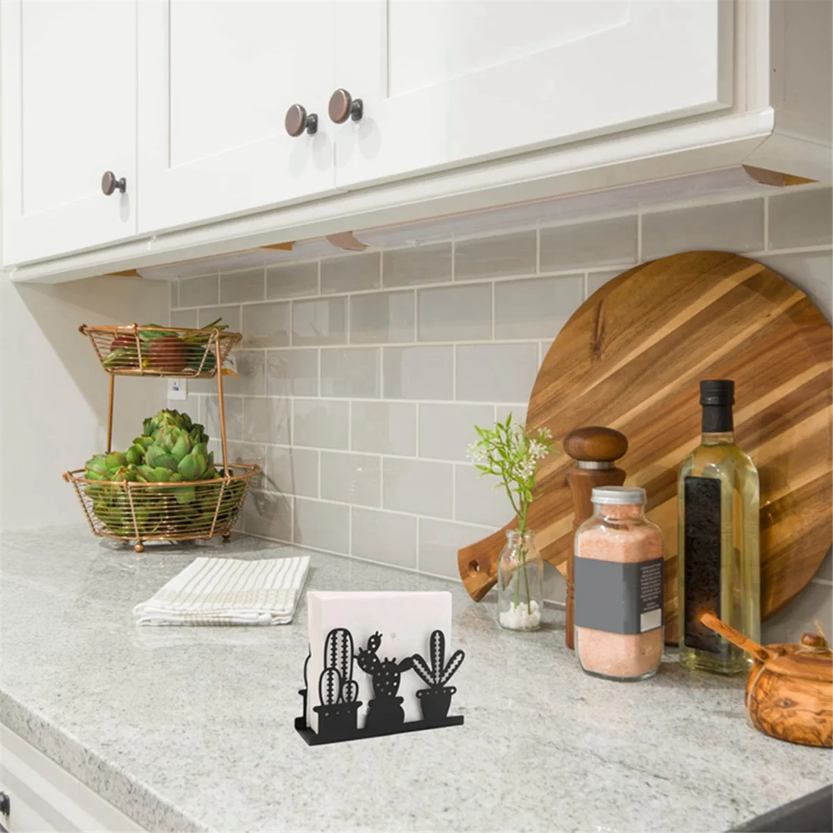 Porta tovaglioli BISM1: dispenser/supporto autoportante per fazzoletti, porta tovaglioli da tavolo per la cucina di casa, picnic, feste (cactus)