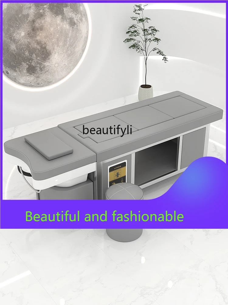 

zGMoxibustion Ceramic Basin Stainless Steel Shelf Thai Shampoo Chair Water Circulation Fumigation Head Treatment Bed Beauty Salo