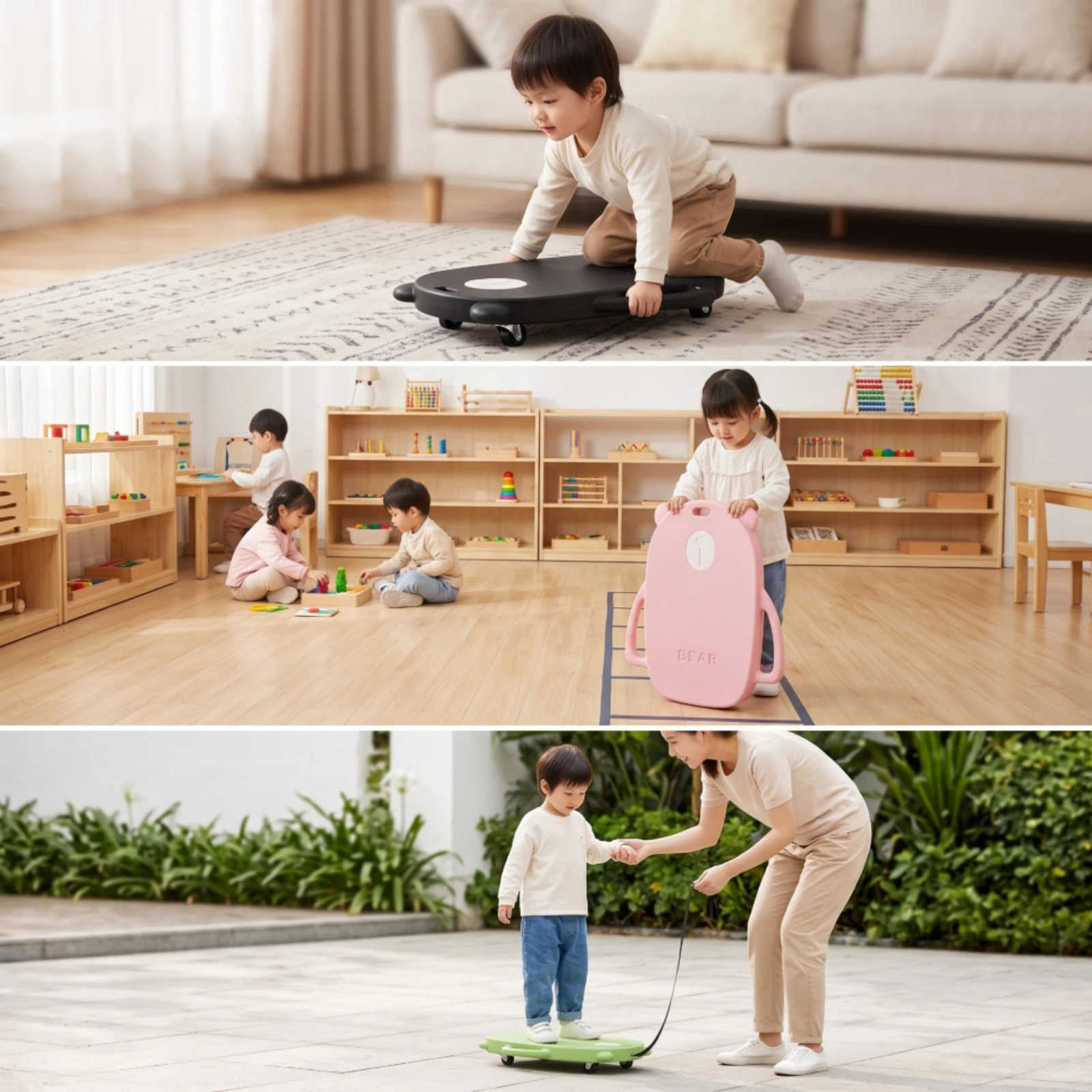 クマの形をしたスクーターボード、子供用静音おもちゃ、屋内、プレイルーム用