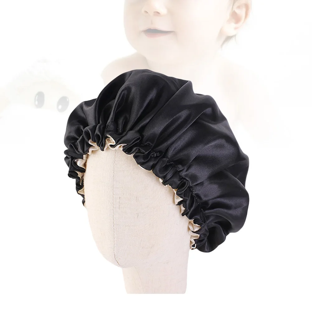 

Elastic Kids Sleeping Hat Double Layer Adjustable Design Black Color Keeps Hair in Place during Sleep Kids Sleeping Hat