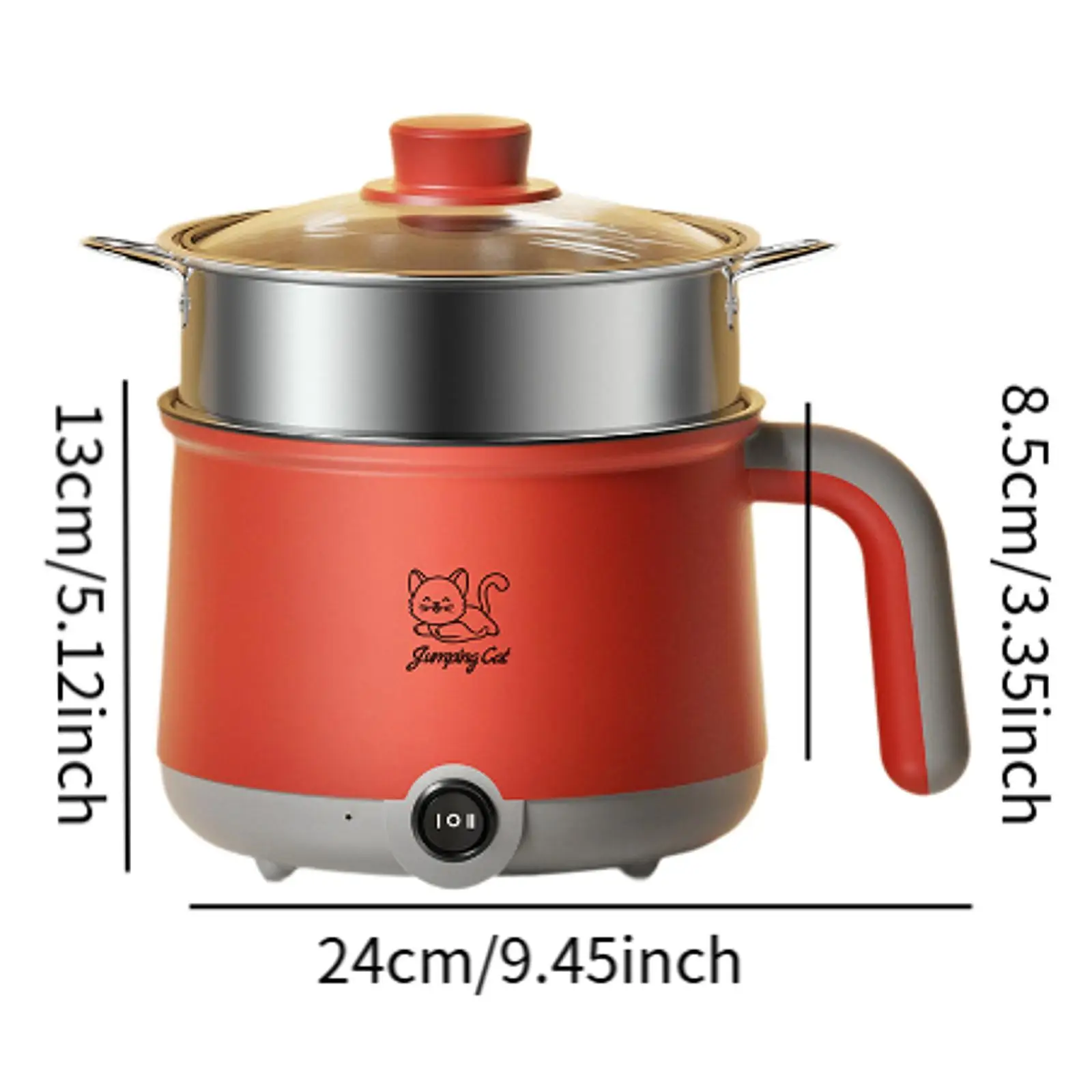 Olla caliente eléctrica con vaporizador, olla de cocina multifunción para Fideos, Mini olla caliente para Ramen, Dumpling, bistec, Pasta, dormitorio