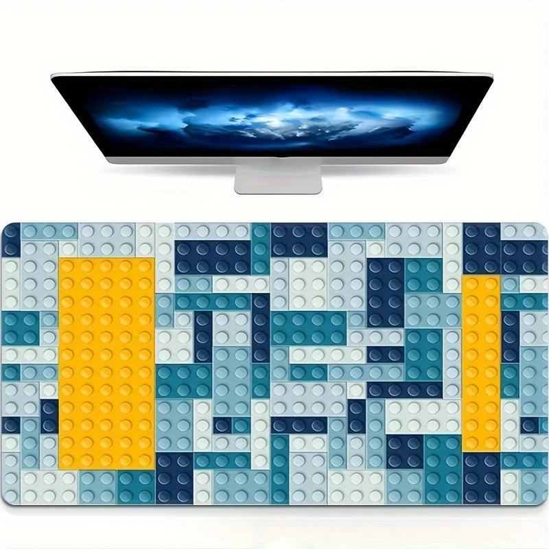 빌딩 블록 디자인 마우스 패드 대형 고무 미끄럼 방지 PC 책상 액세서리 사무실 및 게이머용 키보드 매트 장식 매트
