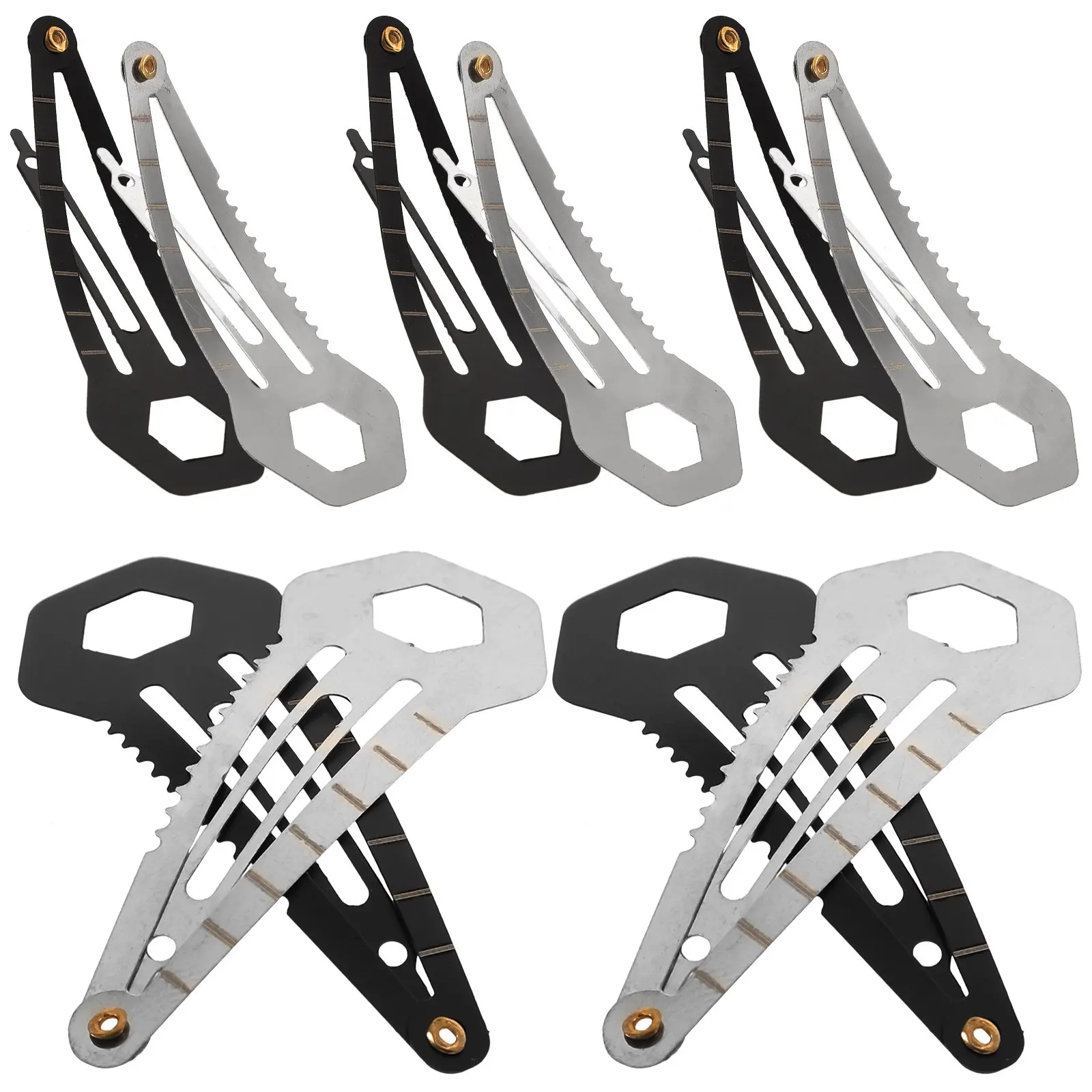 

10Pcs Stainless Steel Multifunction Hairpins Barrettes DIY Hair Clip Set Silver Black for Women Travel Camping Hiking