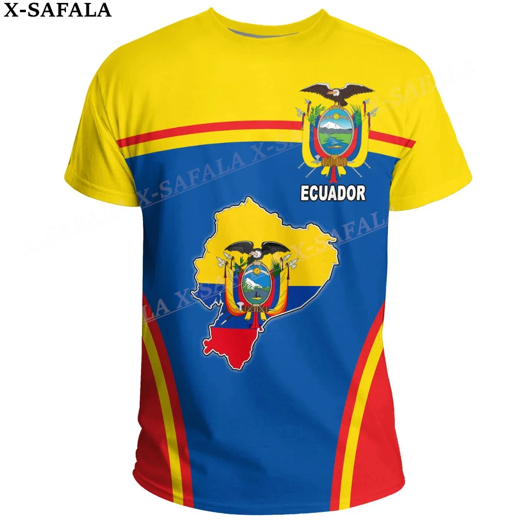 Ecuador Coat Of Arms Country 3D Print Mesh Fiber T-Shirt Top Summer Tees Men Streetwear Shorts Sleeve Sport Casual Clothing-4