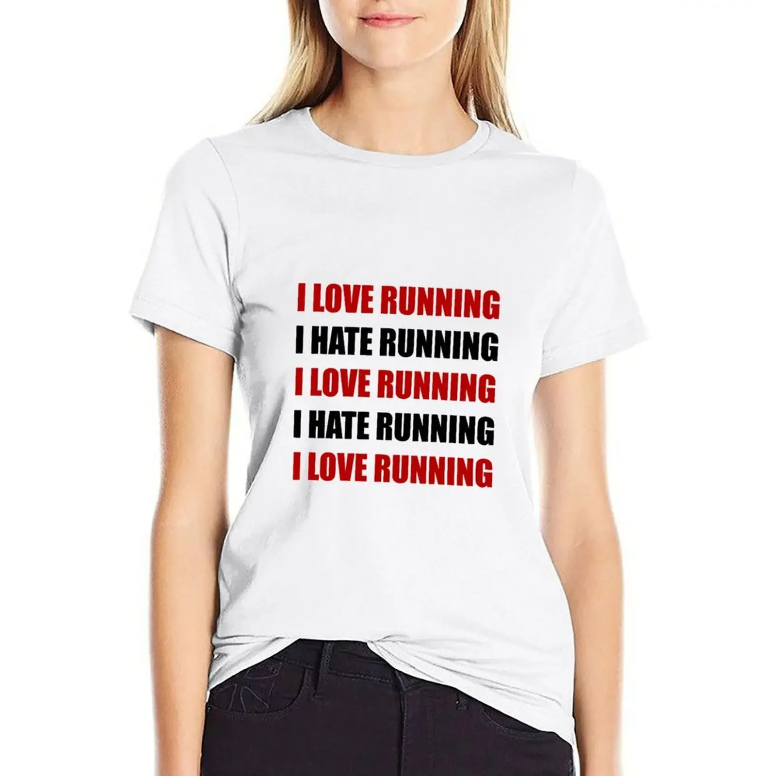 

Love Hate Running T-shirt oversized plus size tops Women's summer blouses 2024