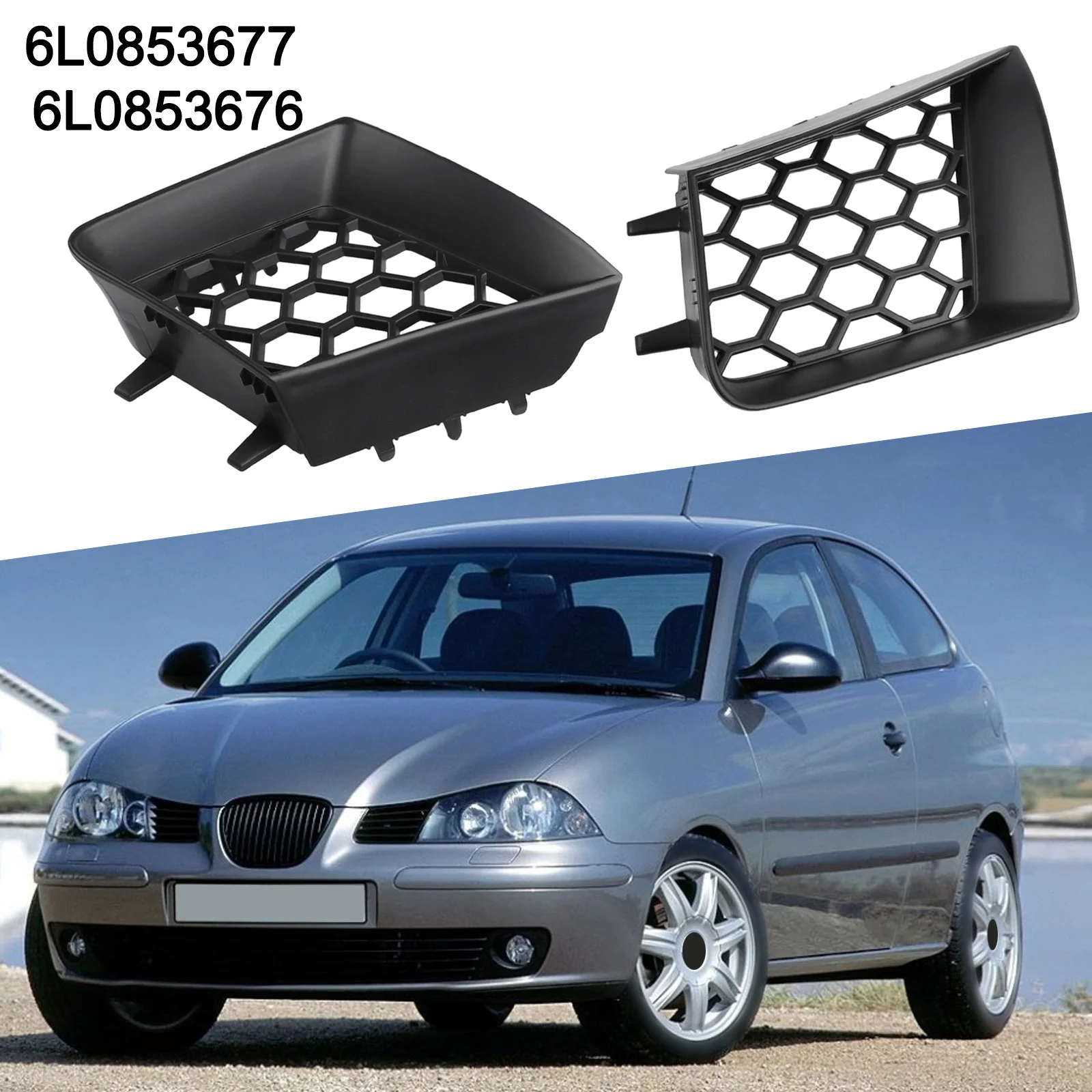 

Передняя решетка радиатора для SEAT Typ 6L и SEAT Typ 6L, произведенные между 2002 и 2009 годами, номера OEM 6L0853676 и 6L0853677