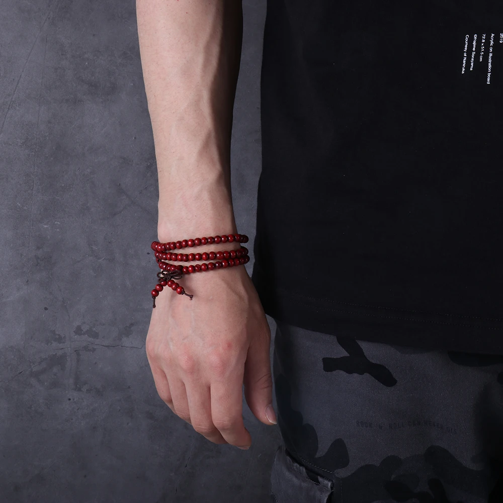 6 مللي متر حبة النساء هدية الرجال البوذية بوذا التأمل الخشب الصلاة حبة الإسورة سوار خشب الصندل الطبيعي