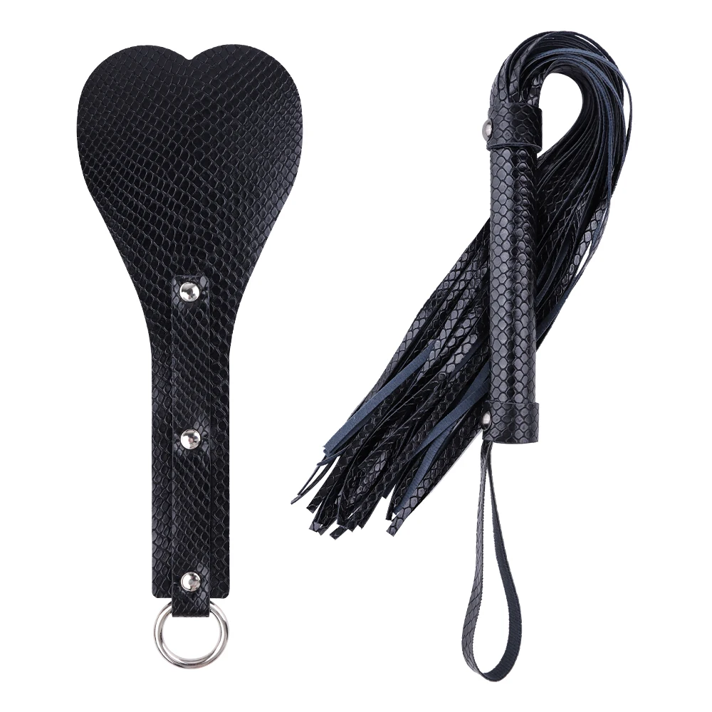 Sm Sex Speelgoed 2 Stuks Bondage Kit Hartvormige Pu Lederen Spanking Peddel Met Kwastje Met Hand Slapping Zweep Voor Vrouwen & Koppels