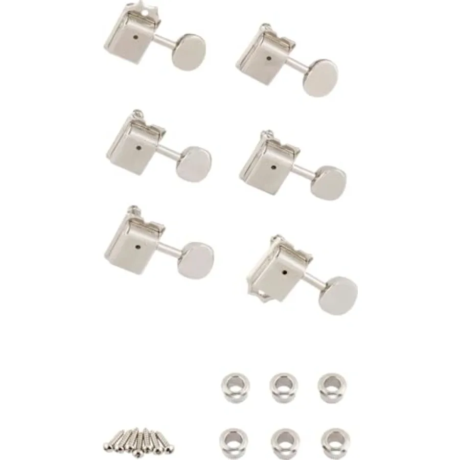 

Electric guitar tuning key for vintage-style applications, die-cast metal construction, chrome finish, locking mechanism for en