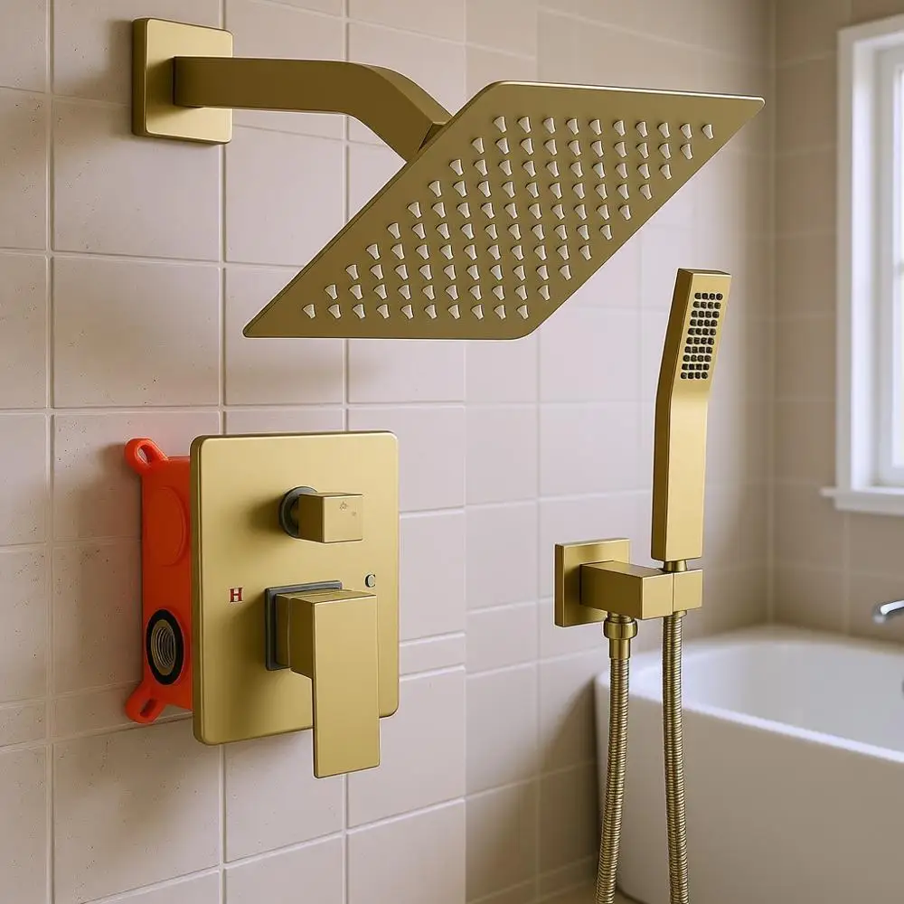 8 Inches Rain Shower and Handheld Shower Combo, 2-Function Pure Balance Shower Fixtures, Included Shower Trim Kit