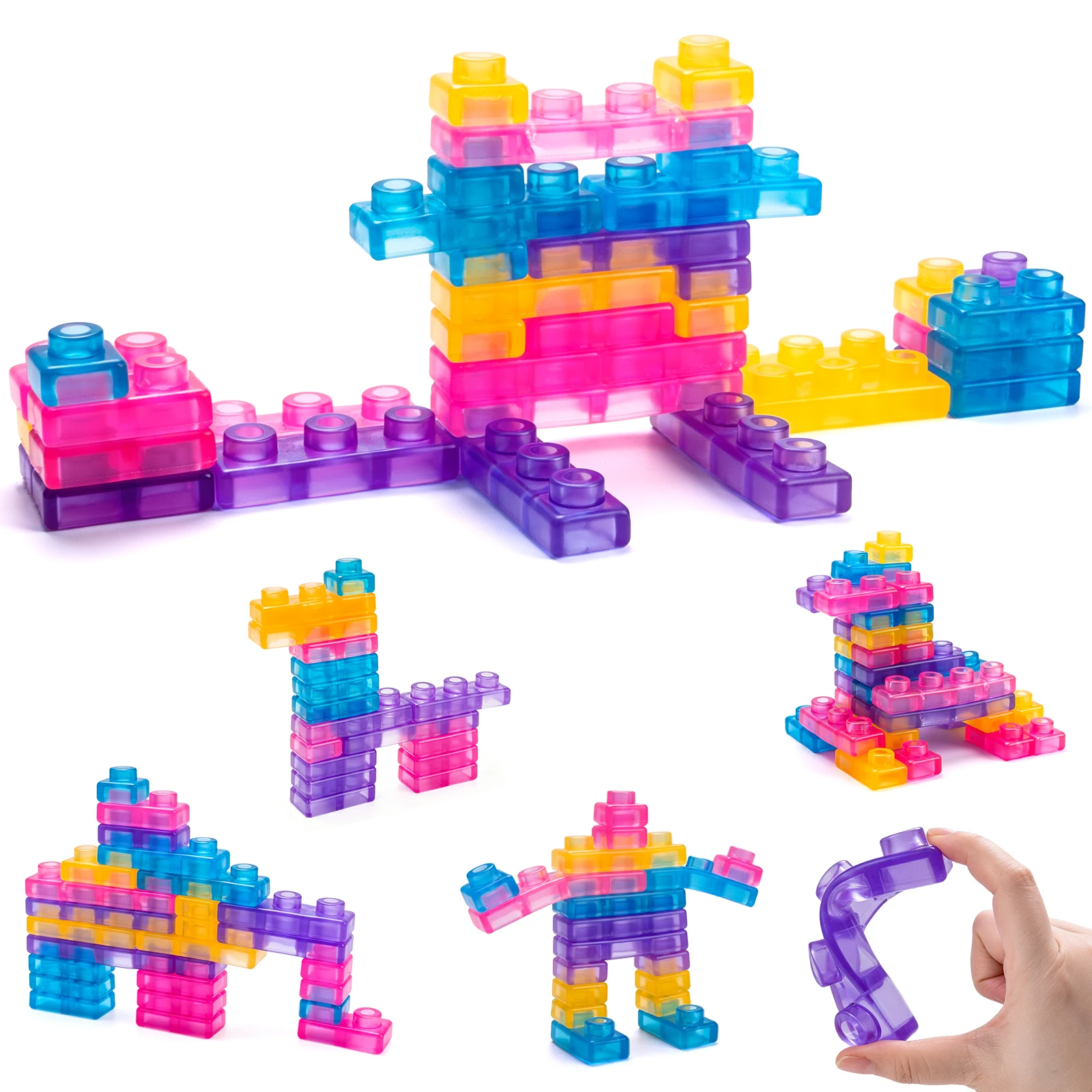 Soft Soft Jelly Building Blocks Toy Squishy TPR Material Stress Relief Fidget Sensory Toys STEM Educational Construction Set Toy Gift - Aliexpress Deal