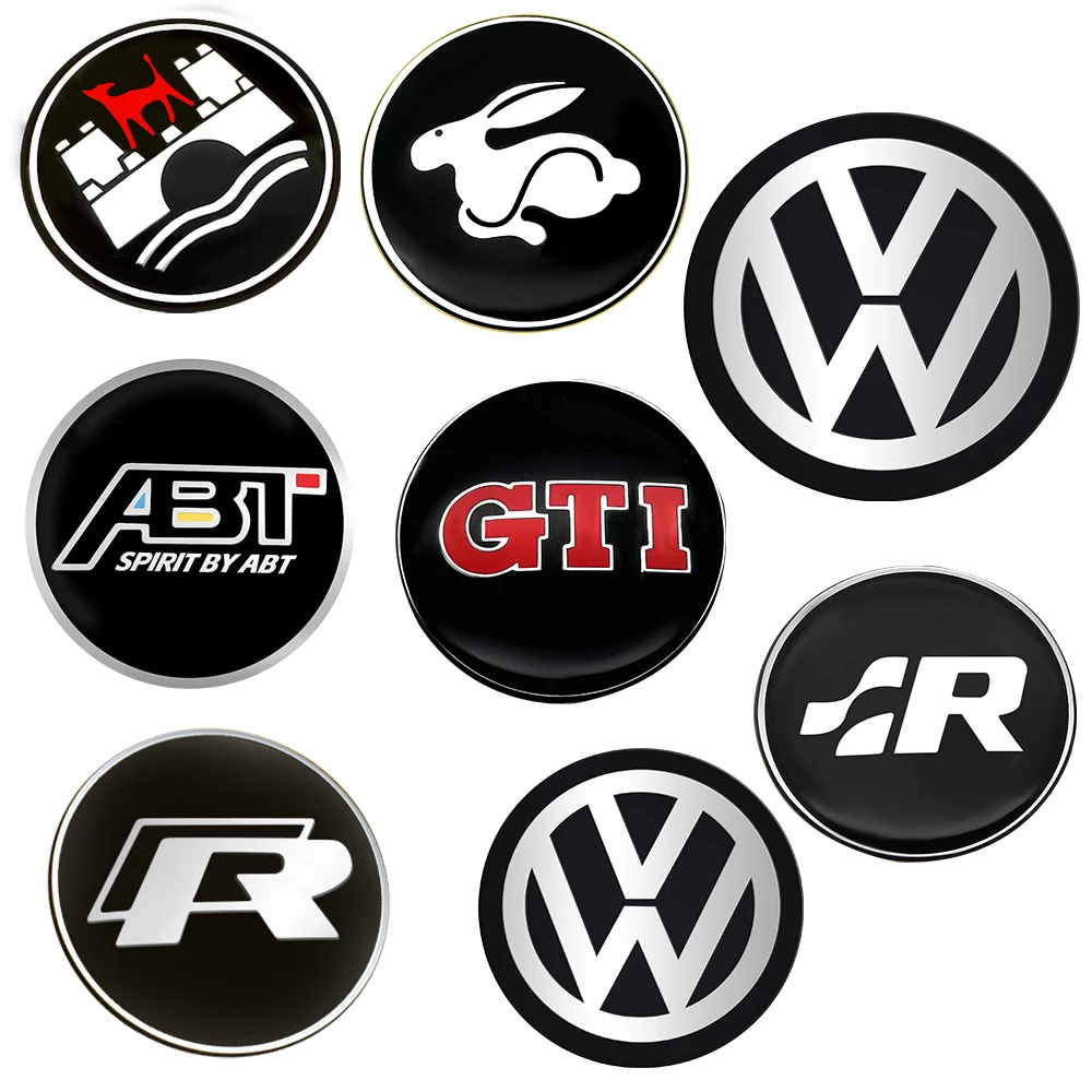 1PC 45/50mm Auto Parts Steering Wheel Logo Sticker Decoration For Volkswagen VWR GTI ABT Golf Polo Tiguan Passat Scirocco Jetta