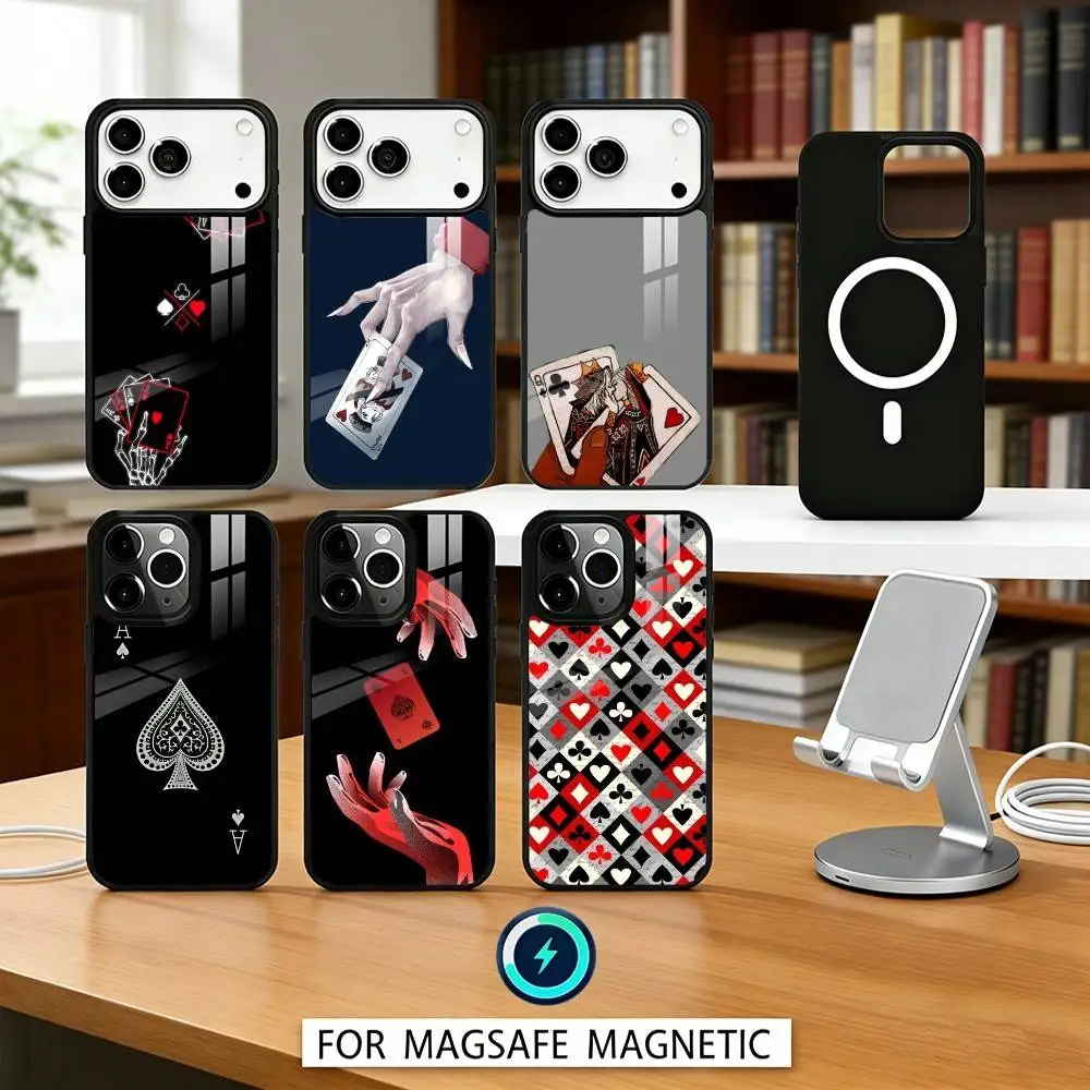

Чехол для телефона A-Ace of Spades Poker для iPhone 17,16,15,14,13,12, Pro, Max для магнитной беспроводной зарядки Magsafe