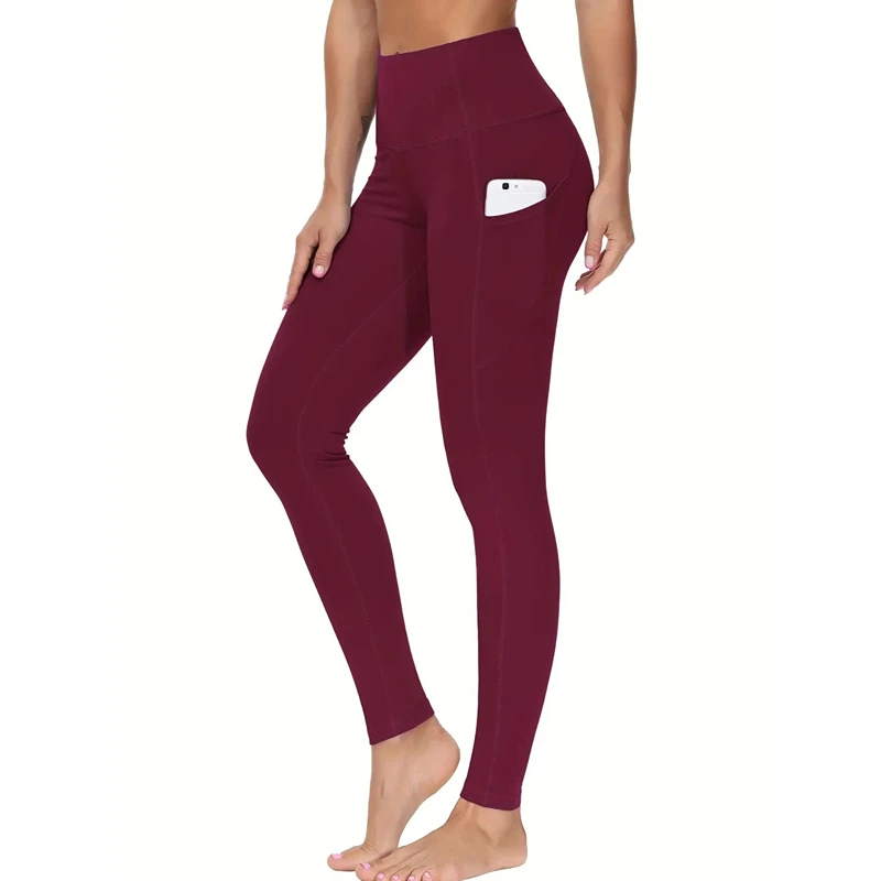 High Waist Yoga Pants with Pockets, Tummy Control Workout Running Yoga Leggings for Women