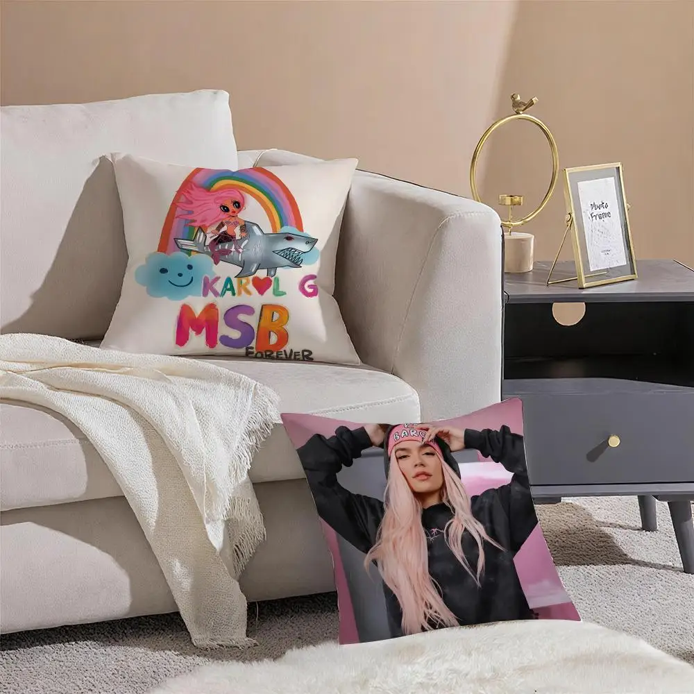 Singer K-Karol G Cushion Cover Silky Short Plush Invisible Zipper Dustproof Sofa Pillow Case for Home Decor