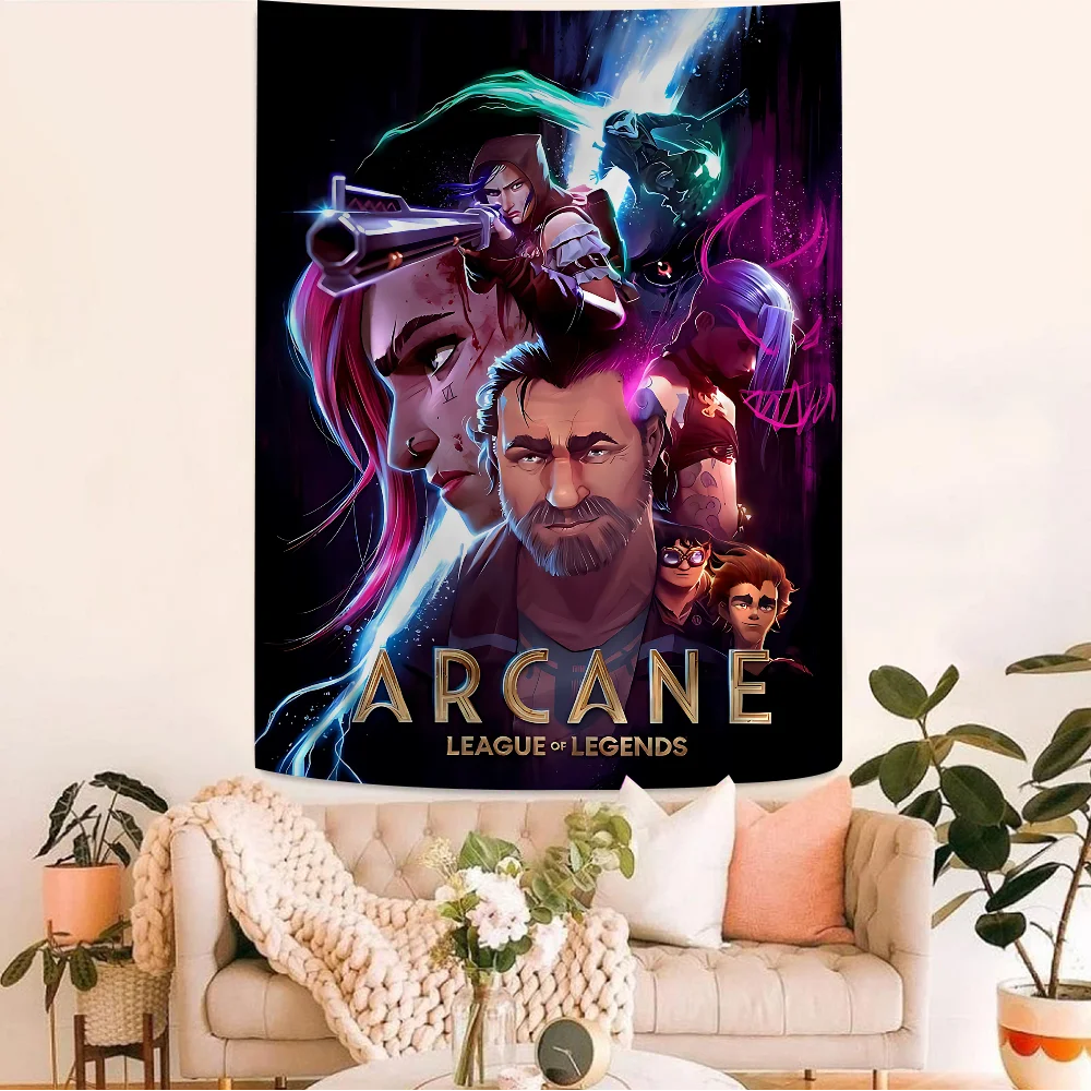 A-Arcane League Of Legends Movie DIY Wall Tapestry Art Science Fiction Room Home Decor Wall Art Decor