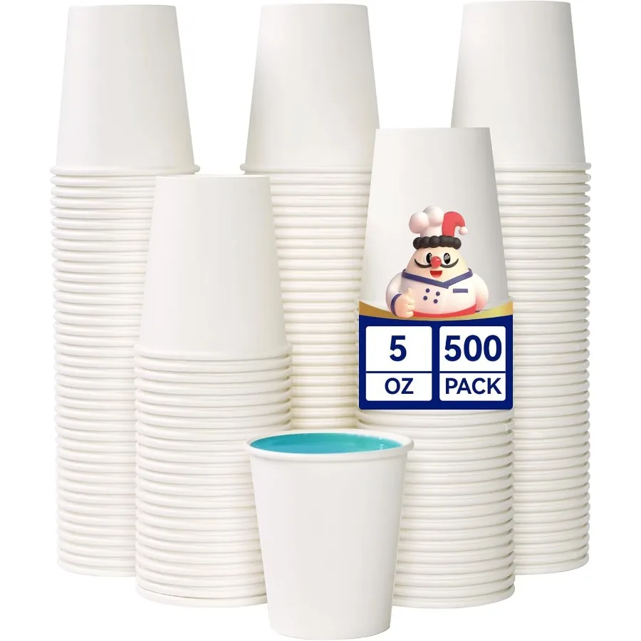 

500 Count 5 oz Paper Cups Disposable Bathroom Mouthwash White Drinking Cups for Home Office School Store Use EcoFriendly LeakPr