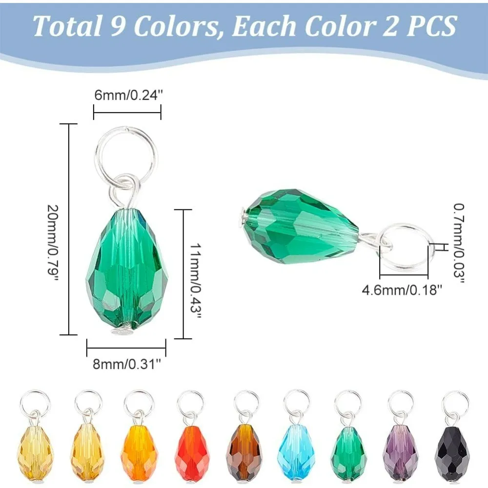 Birthstone Charms Crystal Pendant Drop Bead for DIY Jewelry Making Necklace Bracelet Ankle Earring