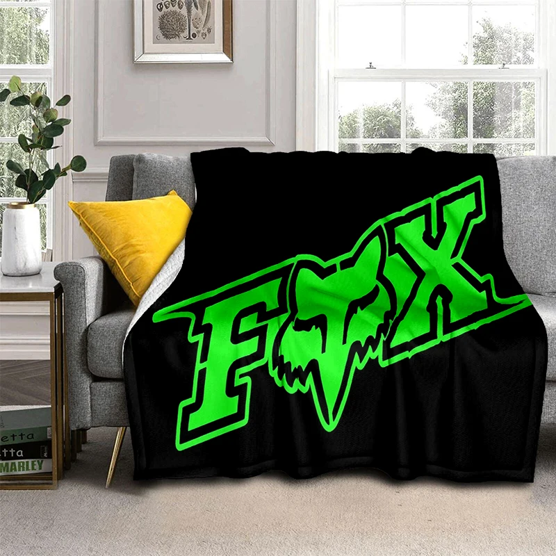3D-Rennwagen-Schild, F-FOX-Flanelldecke, weiche, warme Überwurfdecke für Schlafzimmer, Wohnzimmer, Bett, Reisen, Camping, Picknick, Geschenk