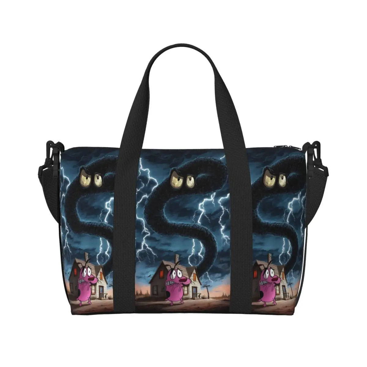 

Изготовленная на заказ большая сумка C-Courage The Cowardly Dog для женщин, большая вместительная сумка для собак, аниме, пляжные дорожные сумки для спортзала