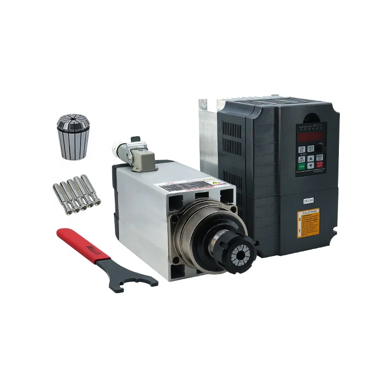 

300Hz 18000RPM Mm ER32 220V 12A Pottory Ball Air Cooled Spindle 4.5KW Lathe Spindle And VFD 5.5KW Kit