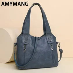 Solid Color Fashion Women Handbags Soft Leather Tote Bag Casual Big Crossbody Bags for Women New Shoulder Messenger Bags