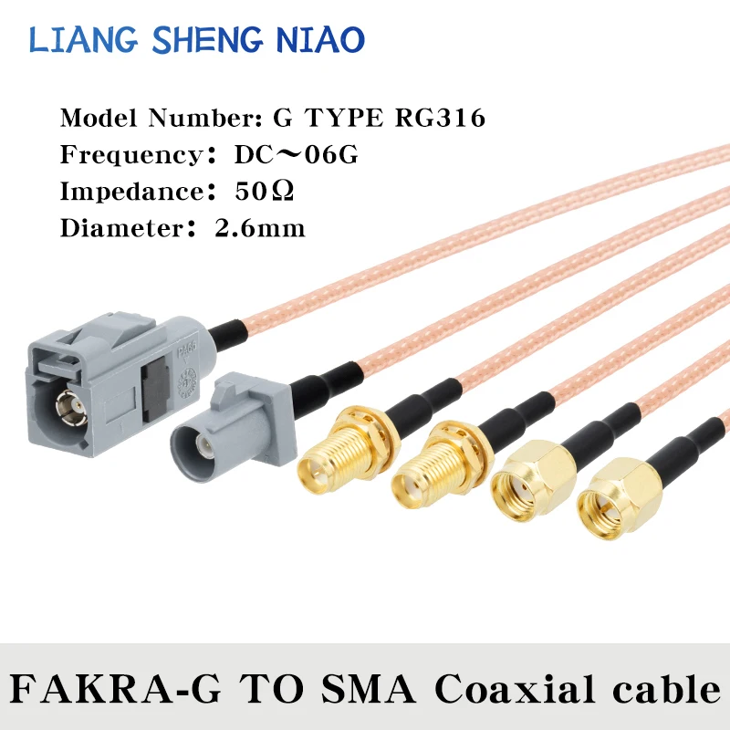 Fakra G Male/Female RG316 Coaxial Cable for Car Satellite Radio GSM Cellular Phone 50Ohm for Car Telematics Extension Cable