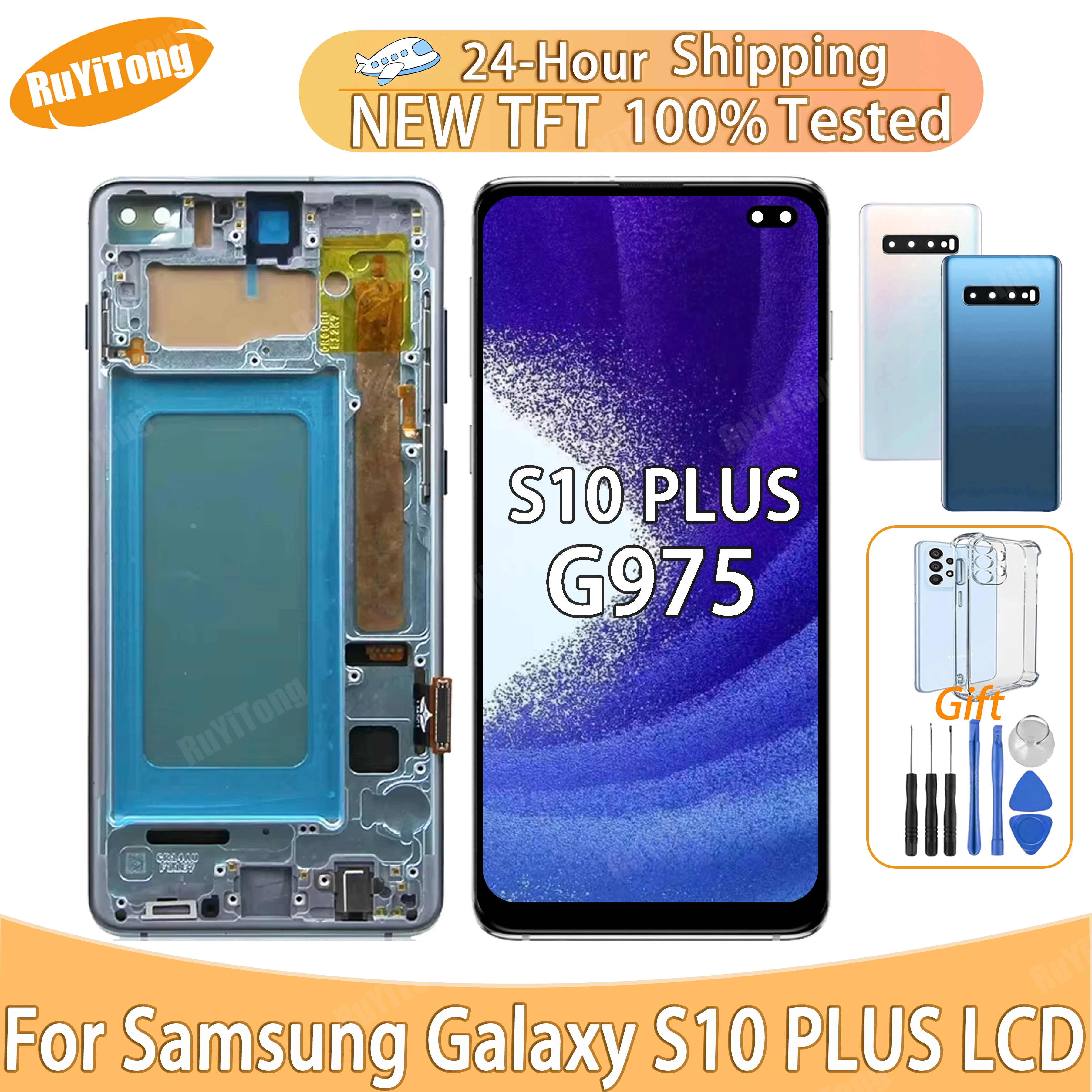 

NEW TFT For Samsung Galaxy S10 Plus G975 G975F G975N LCD Display Touch Screen Digitizer S10 Plus With Frame No Fingerprints