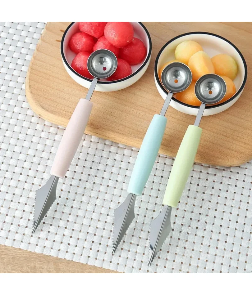 

Multi Function Fruit Carving Knife Watermelon Baller Ice Cream Dig Ball Scoop Spoon Baller Kitchen DIY Cold Dishes Tools Gadgets