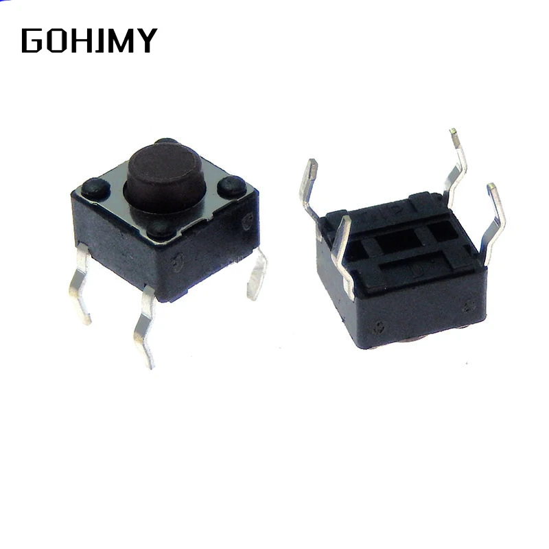 

100PCS button Touch switch 6*6*5 keys button DIP 4pin 6*6*5mm Light touch switch DIP4 /OFF Touch 6x6x5 diygba