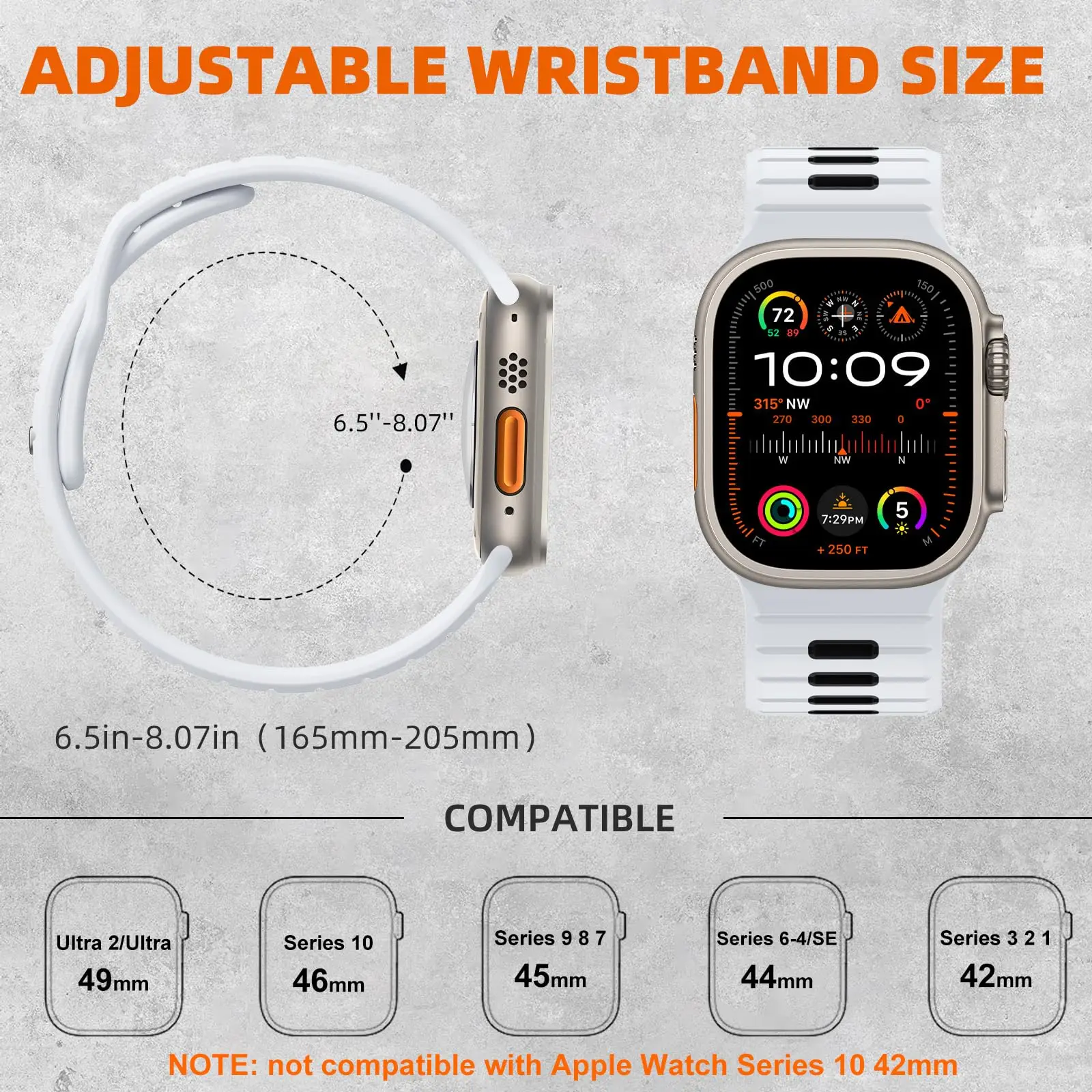 black & white silicone apple watch band sport style, waterproof, compatible with all iwatch series ultra 2/ultra/se/10 1 black & white silicone apple watch band sport style, waterproof, compatible with all iwatch series ultra 2/ultra/se/10 1