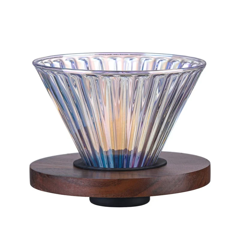 Colorful Pour Over Coffee Set Dripper Coffee Server Filter Glass Funnel Drip Coffee Maker Brewing Cup with Wooden Holde - view 6