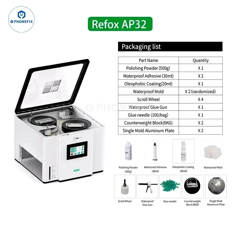 

Миниатюрная шлифовальная полировальная машина REFOX AP32 для сотового телефона iWatch, ЖК-экран, быстрое управление, автоматическое удаление