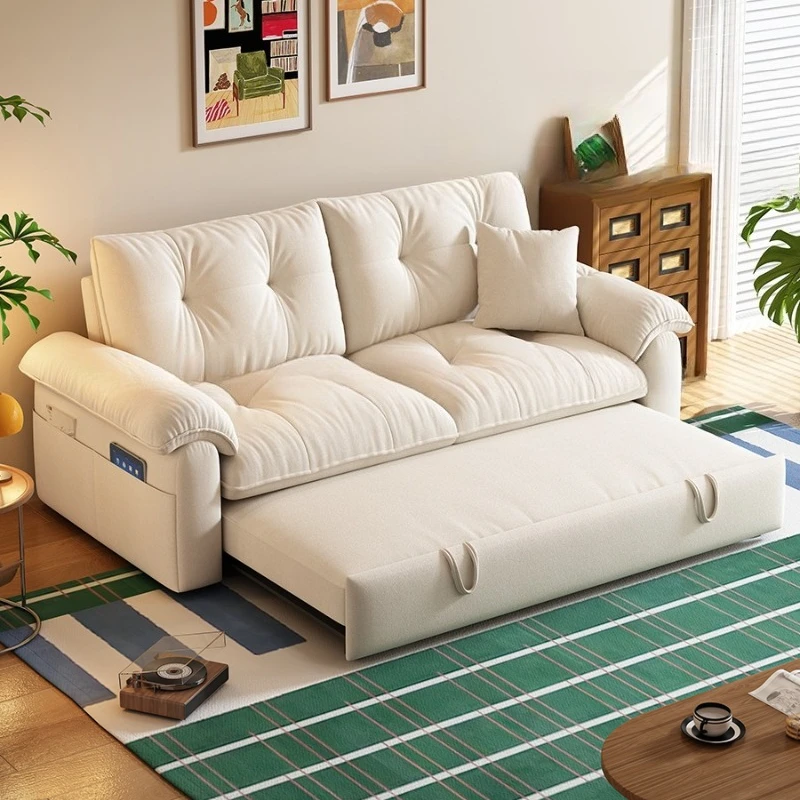 

Cream wind down sofa bed removable and washable folding dual-purpose 2025 new living room small apartment multi-functional