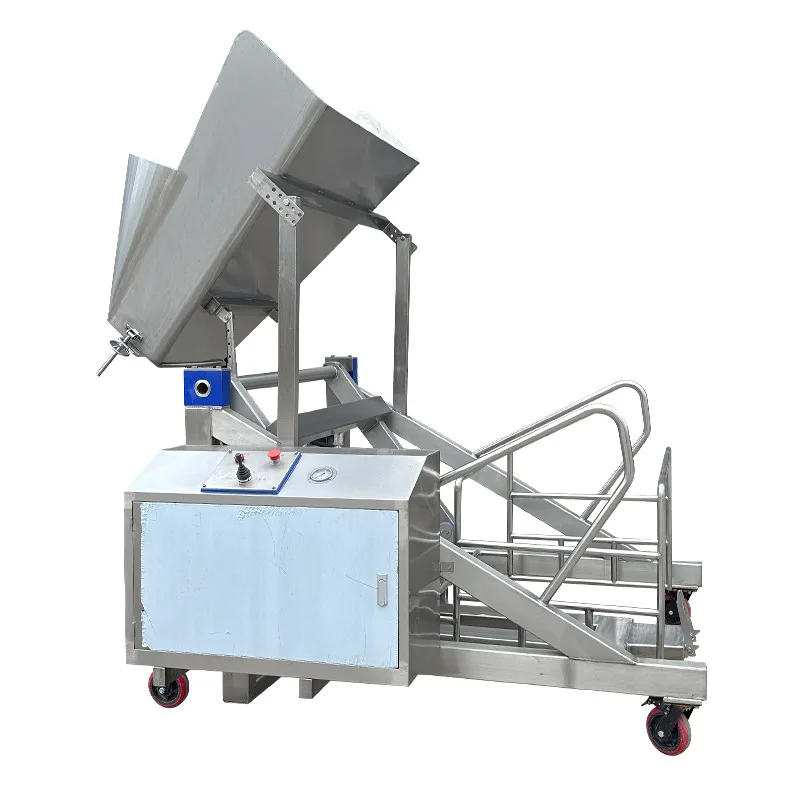 Tipping Bucket Hydraulic Automatic Elevator Tumbler Hydraulic Feeder Stainless Steel Food Cart Hydraulic Elevator
