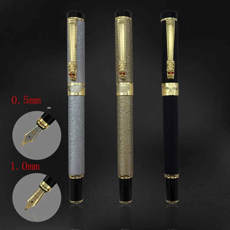 Luxury High Quality Hero Fountain Pen Frosted Black Golden Dragon Iraurita Ink Pen Stationery Office School Supplies New