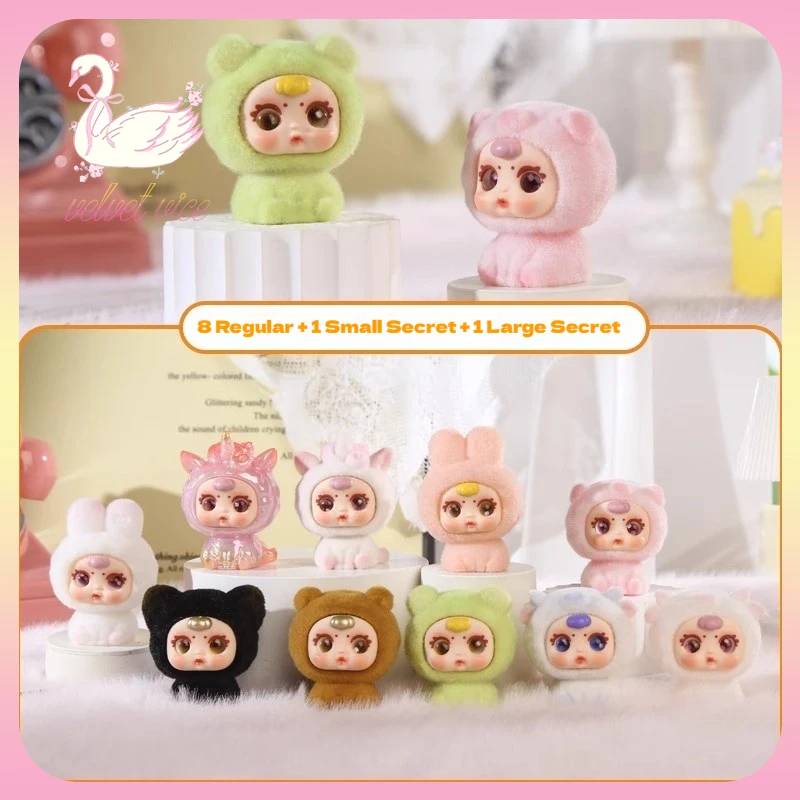 

Оригинальная флокированная пижама с бабочкой, вечерние слепая коробка, орнамент, милая настольная флокированная кукла, подарок на день рождения для девочки