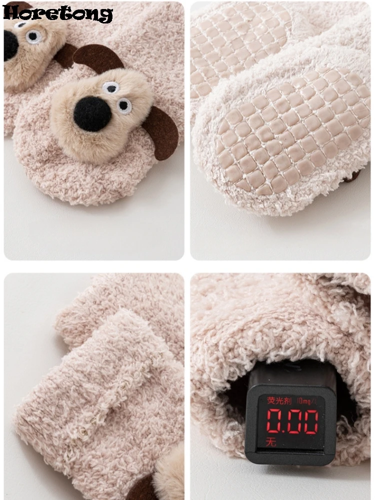 سميكة الطفل الجوارب لخريف وشتاء الوليد ألف خط جوارب يمكن السير بها على الأرض المضادة للانزلاق الكرتون ثلاثية الأبعاد الكلب الدافئة طفل الجوارب للأطفال 0-3 Y