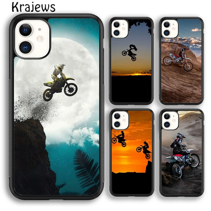 Krajews Moto Bike Motocross Phone Case Cover For iPhone 16 15 SE2020 14 6 7 8 plus 11 12 13 pro max coque Shell Fundas