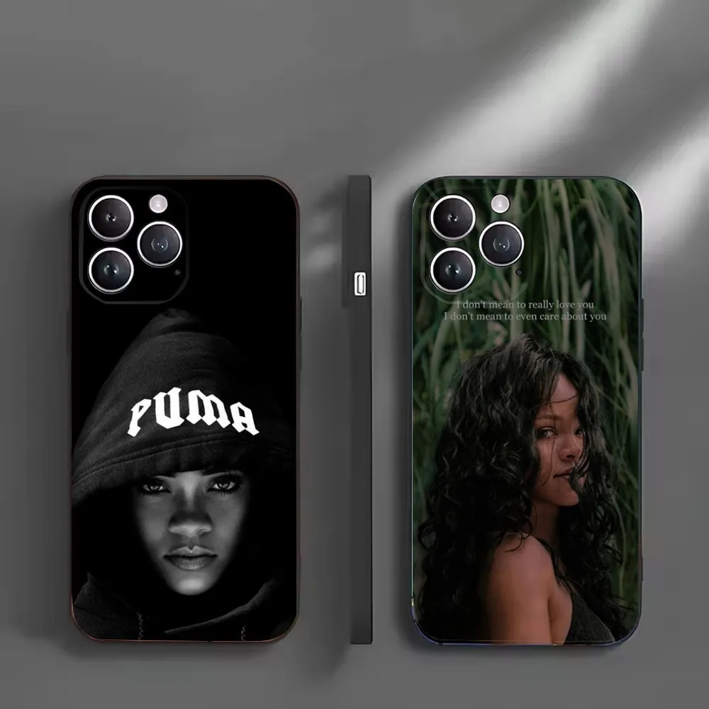 

Singer R-RIHANNAS-S Phone Case For iPhone16,15,14,13,12 Mini 11 Pro XR,X,XS,MAX 7,8 Plus Silicone Cover Soft Black