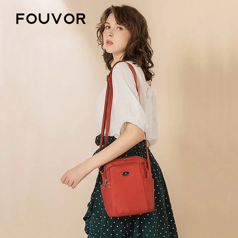 FOUVOR Women Nylon Crossbody Bag Lightweight Durable Adjustable Strap Casual Shoulder Messenger Bag for Shopping Travel 2786-06