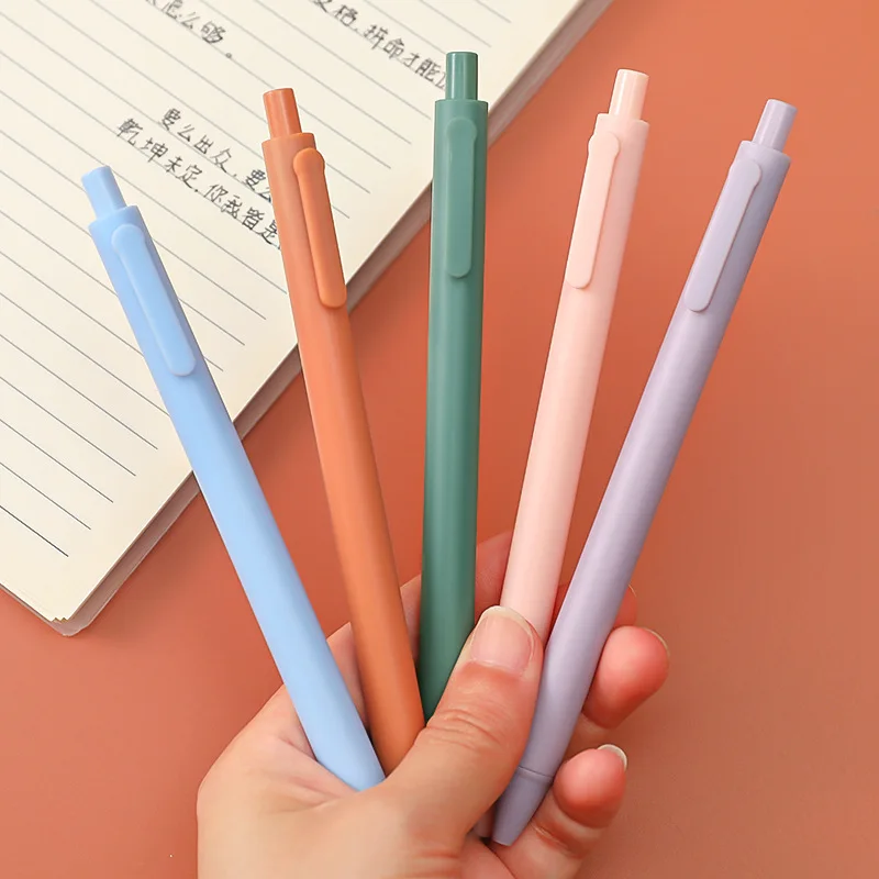 5Pcs/set Cute Morandi Color Gel Pens 0.5mm black ink ballpoint pens Writing tools for Notebook Office School Stationery Supplies