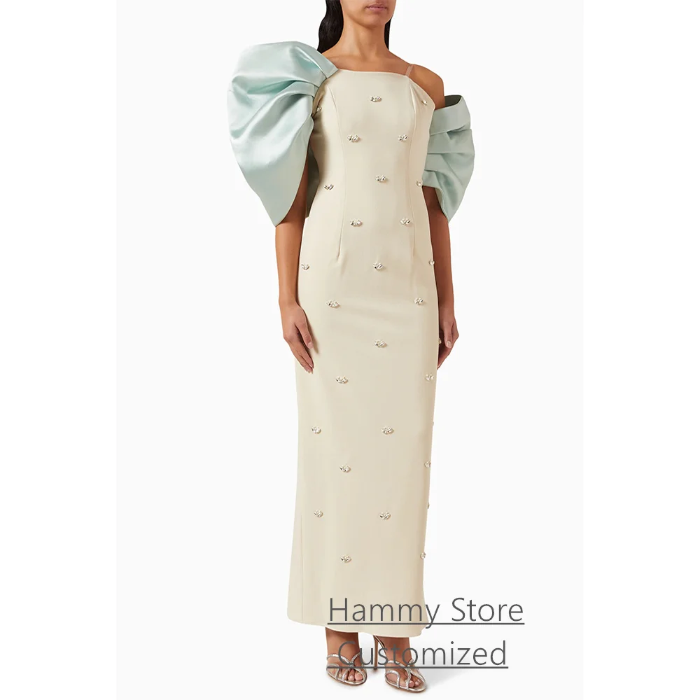 

Арабское коктейльное вечернее платье по индивидуальному заказу с открытыми плечами и жемчугом и камнями длиной до щиколотки, платье для выпускного вечера, свадебные платья