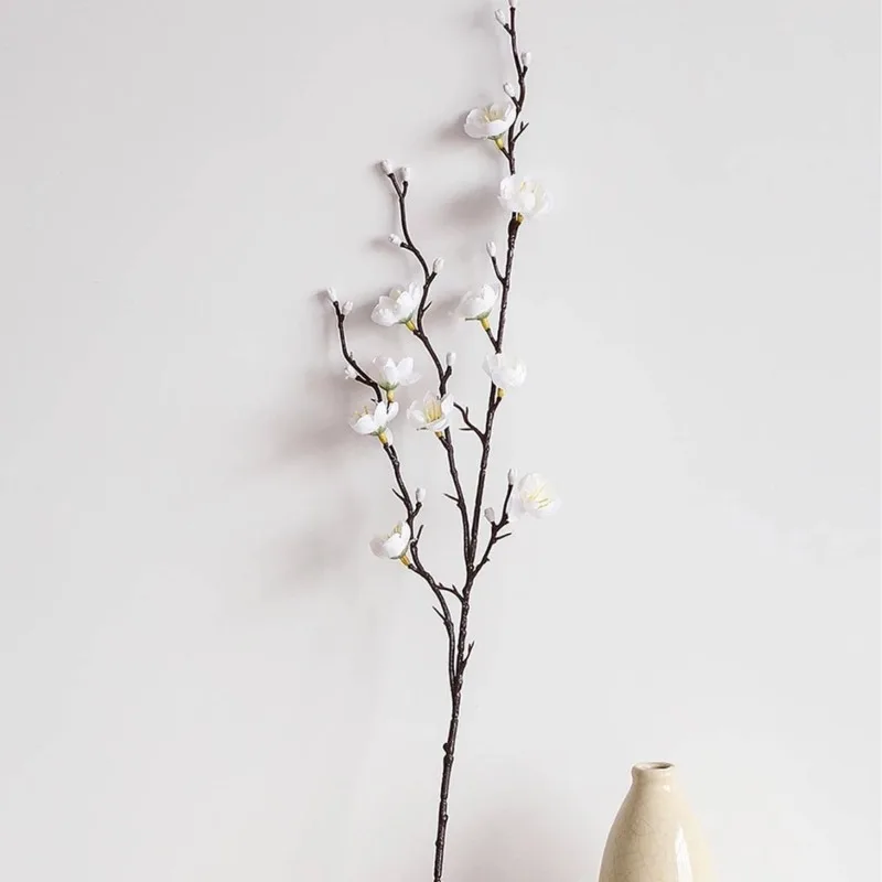 21.65 بوصة زهر البرقوق الأبيض الاصطناعي زهرة صناعية صغيرة Wintersweet لترتيب ديكور المنزل على الطراز الصيني